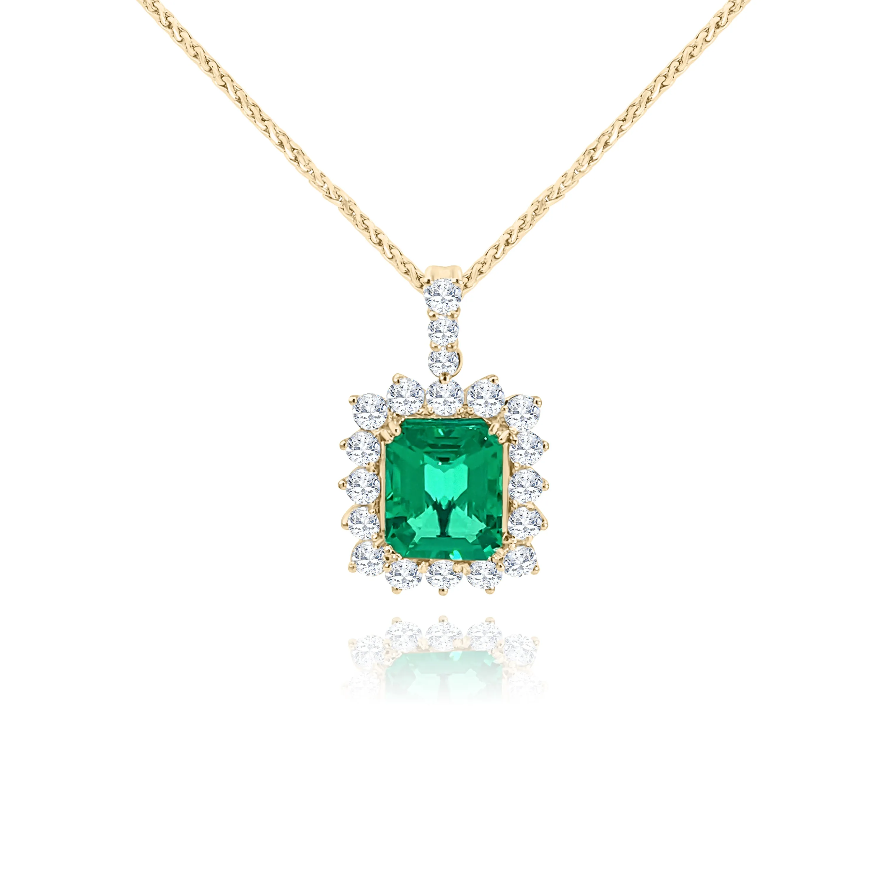 Brilliant Cut Diamonds & Emerald cut Emerald "Splendid" Pendant
