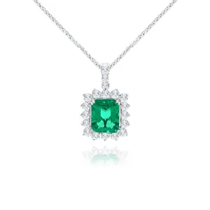 Brilliant Cut Diamonds & Emerald cut Emerald "Splendid" Pendant