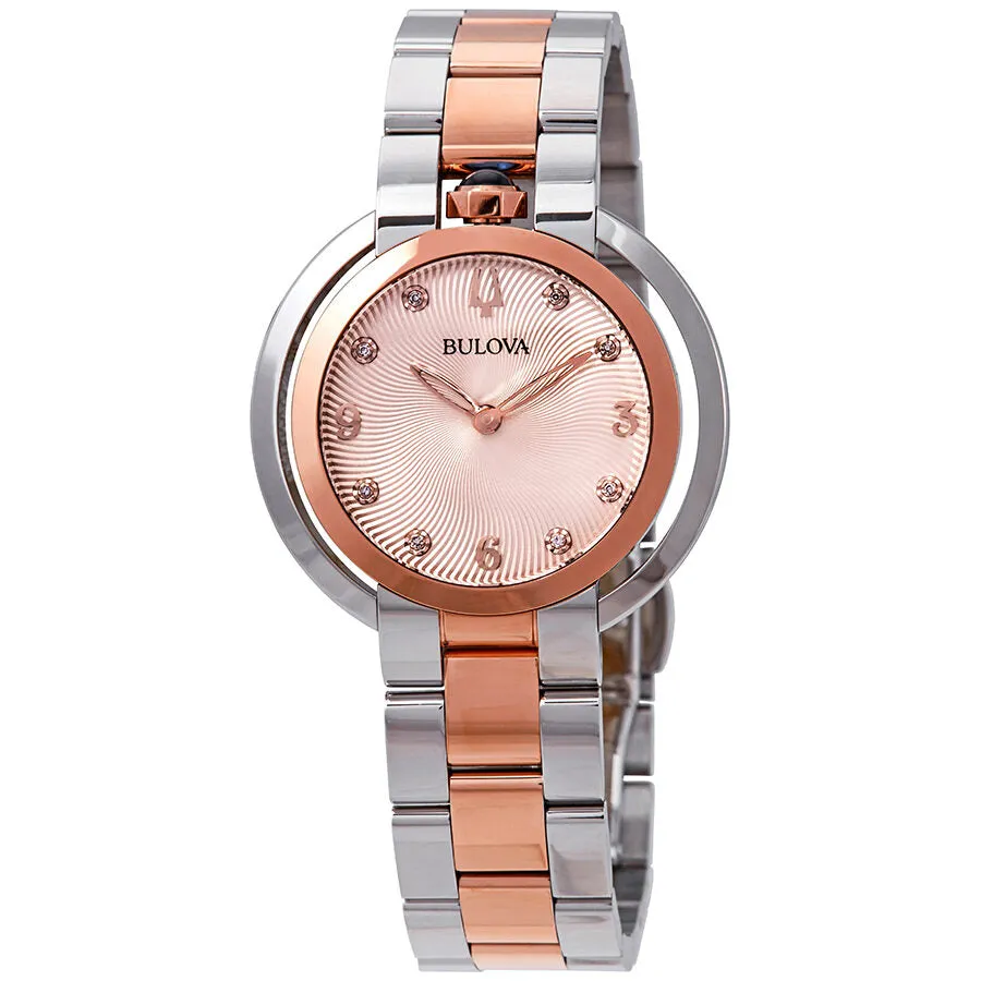 Bulova Rubaiyat Diamond Rose Gold Dial Two-Tone Ladies Watch 98P174