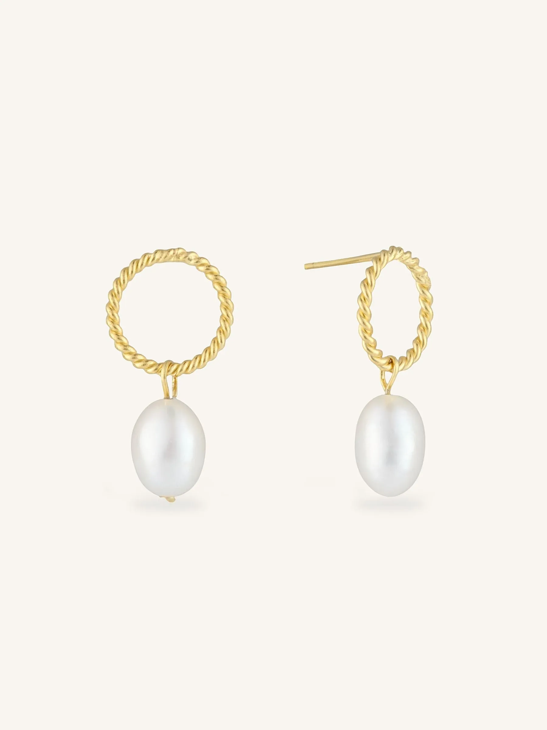 Byron | Circle Stud Drop Pearl Earrings