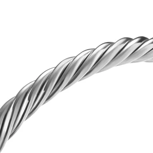Cable Cuff Bracelet in Sterling Silver, 6mm, Size Large