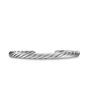 Cable Cuff Bracelet in Sterling Silver, 6mm, Size Large