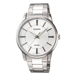 Casio Silver Stainless Steel White Dial Quartz Watch for Gents - MTP-1303D-7AVDF