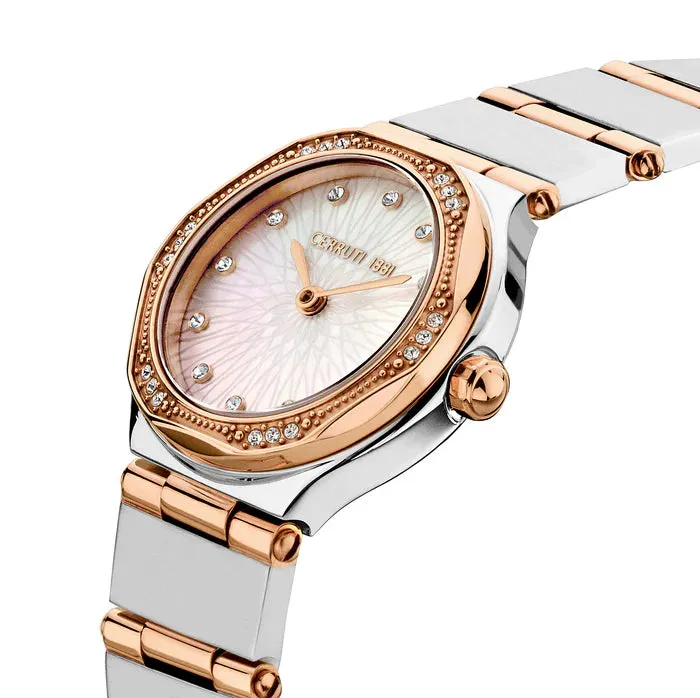 Cerruti 1881  Rendinara Ladies White MOP Dial Stainless Steel Rose Gold Bracelet Watch
