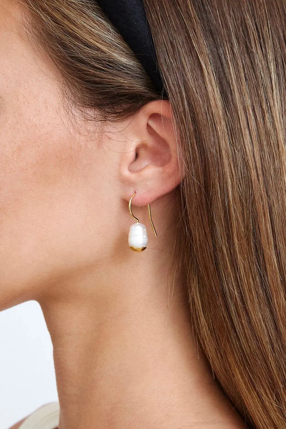 Chan Luu- Gold Dipped Pearl Drop Earrings