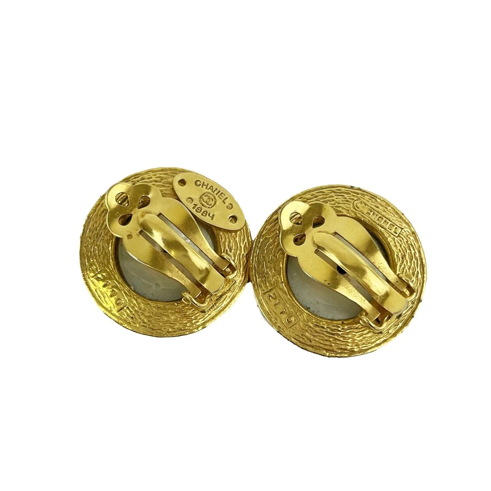 Chanel - Vintage 1984 Snake Wrapped Faux Pearl Earrings - Gold Tone Clip Ons