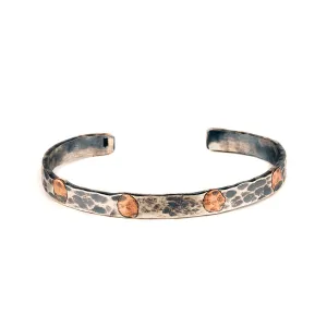 Chicotta Men's Handcrafted Sterling Silver One-Size Cuff Bracelet with Nailed Copper Pieces