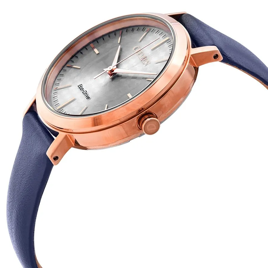 Citizen Drive Silver Dial Blue Leather Ladies Watch EM0763-07A