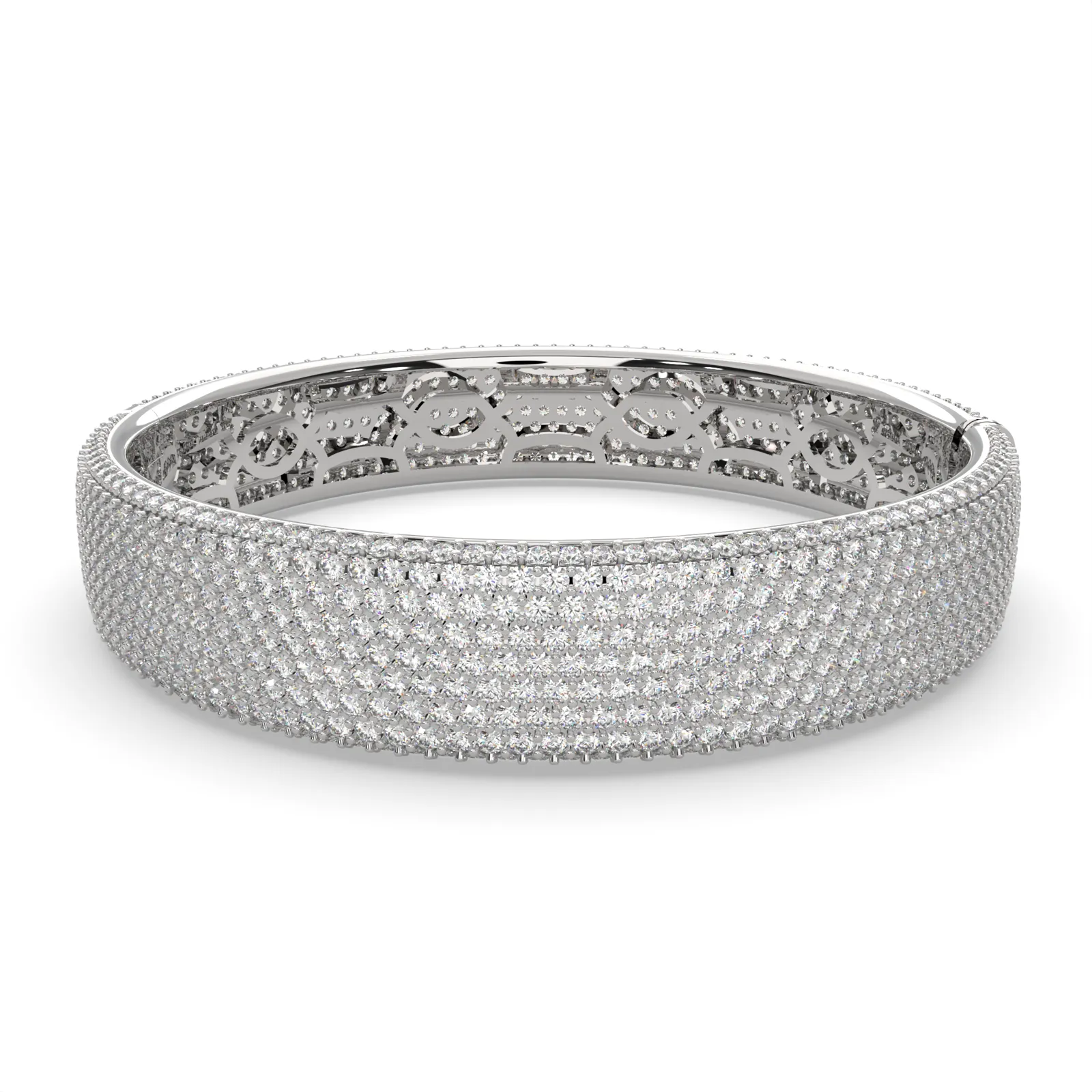 Claretta Round Cut Diamond Bangle Bracelet Pave set (15 ctw)