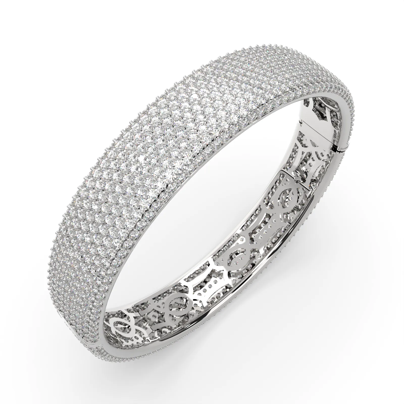 Claretta Round Cut Diamond Bangle Bracelet Pave set (15 ctw)