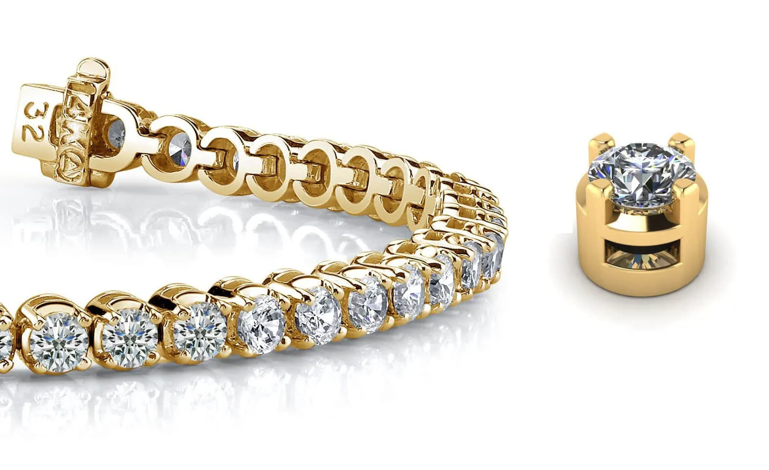 Classic Four Prong Lab-Grown Diamond Tennis Bracelet with 15.40 ct.(finished) 5.2mm