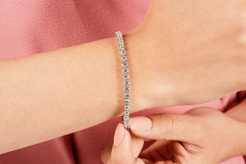 Classic Four Prong Lab-Grown Diamond Tennis Bracelet with 15.40 ct.(finished) 5.2mm