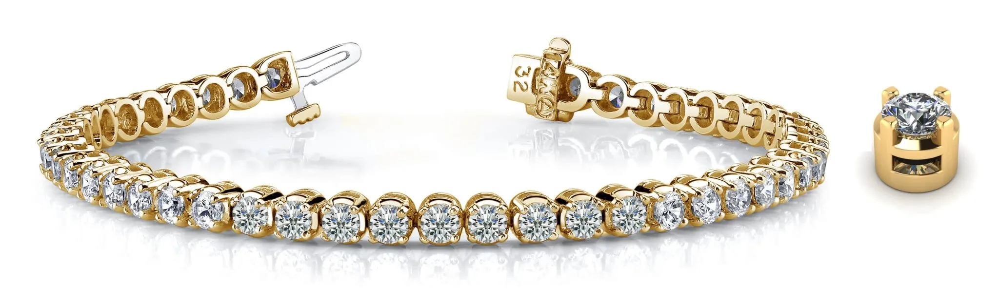 Classic Four Prong Lab-Grown Diamond Tennis Bracelet with 15.40 ct.(finished) 5.2mm