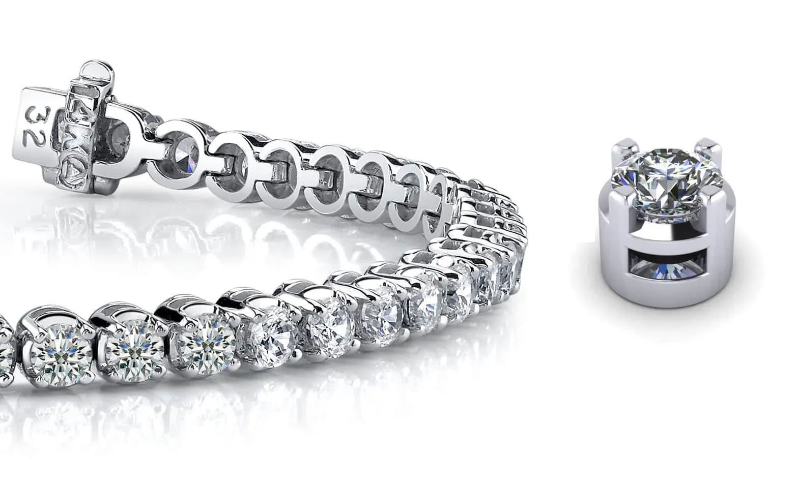 Classic Four Prong Lab-Grown Diamond Tennis Bracelet with 15.40 ct.(finished) 5.2mm