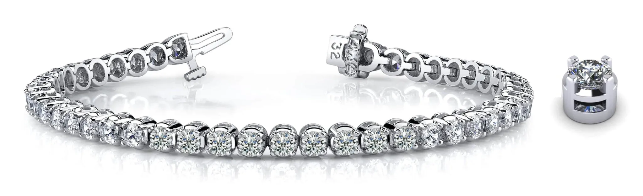 Classic Four Prong Lab-Grown Diamond Tennis Bracelet with 15.40 ct.(finished) 5.2mm