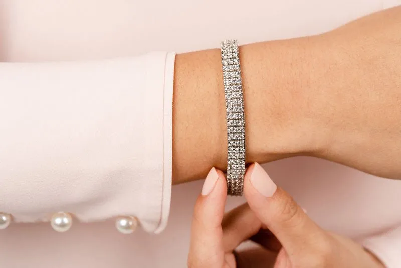 Classic Three Row Diamond Bracelet with 9.72 ct.(finished) 2.5mm