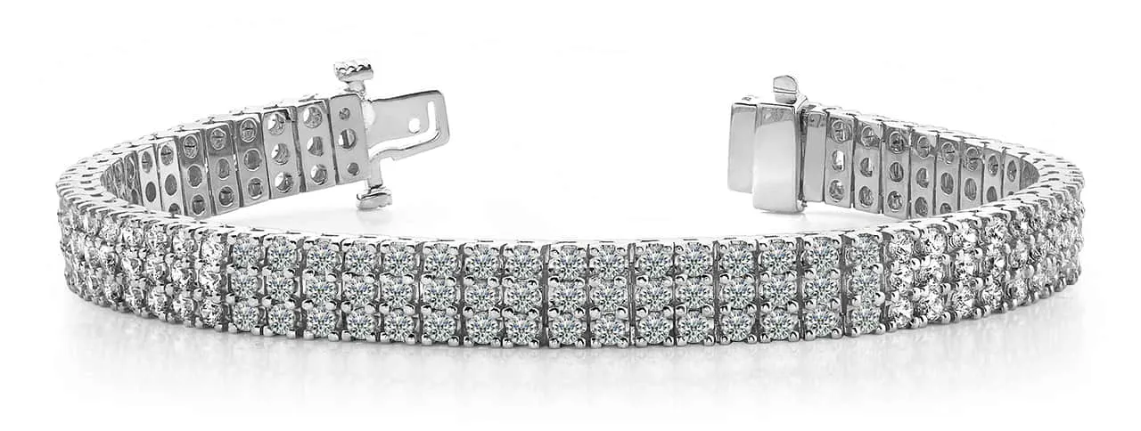 Classic Three Row Diamond Bracelet with 9.72 ct.(finished) 2.5mm
