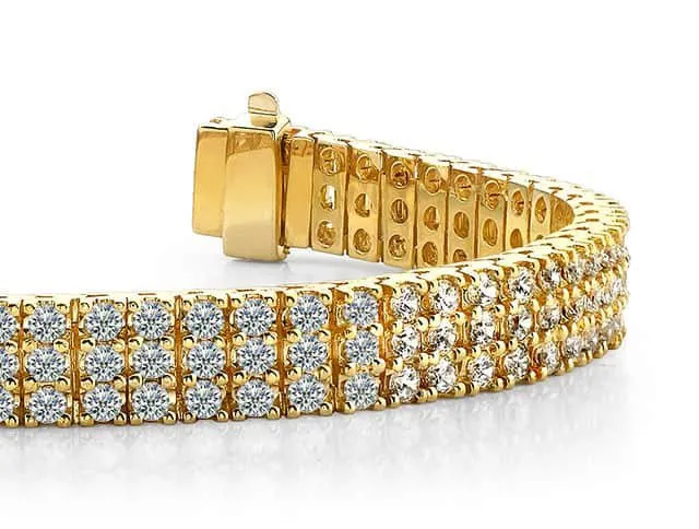 Classic Three Row Diamond Bracelet with 9.72 ct.(finished) 2.5mm