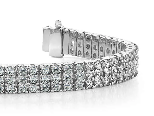 Classic Three Row Diamond Bracelet with 9.72 ct.(finished) 2.5mm
