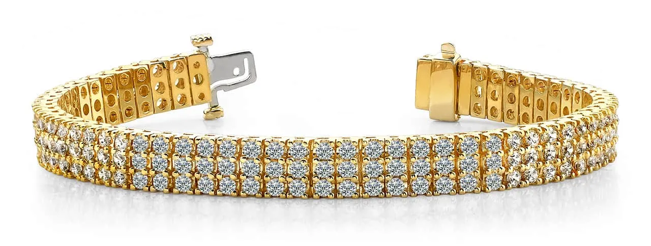 Classic Three Row Diamond Bracelet with 9.72 ct.(finished) 2.5mm