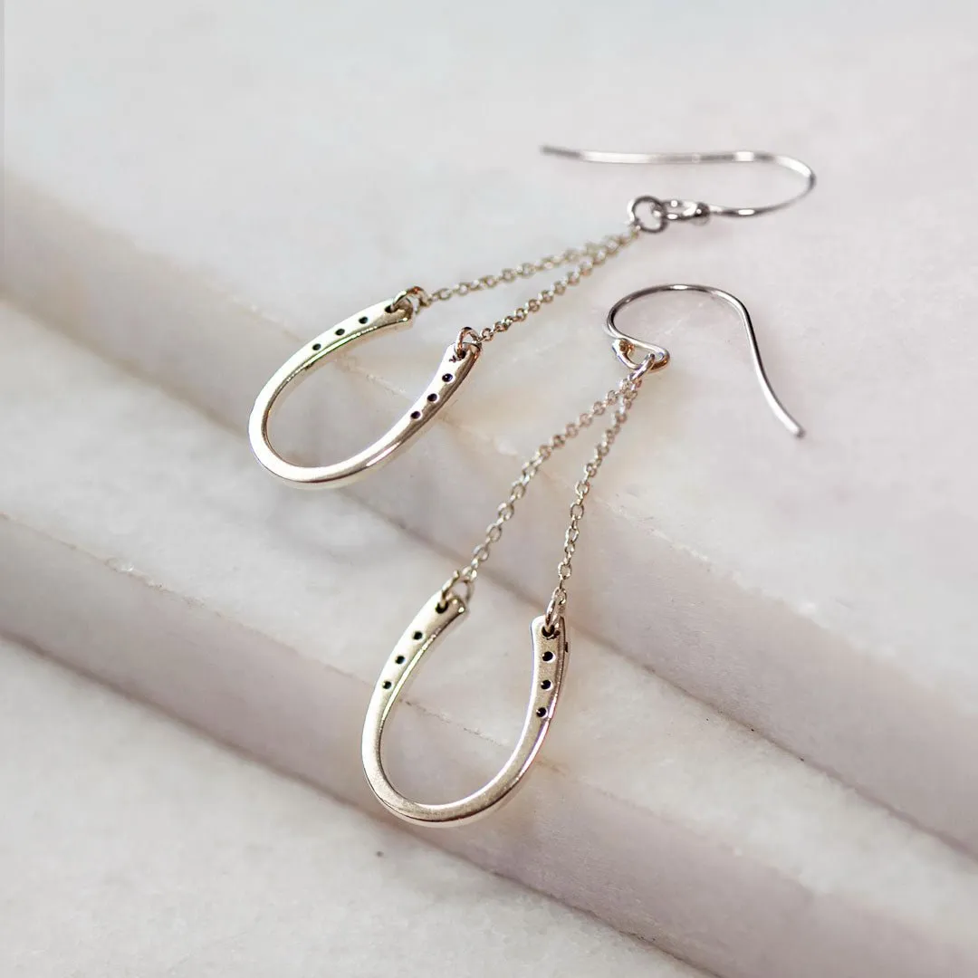Classique - Horseshoe Chain Earring Sterling Silver Horseshoe Earring