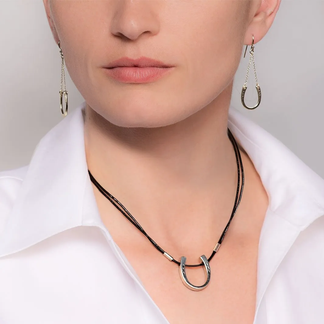 Classique - Horseshoe Chain Earring Sterling Silver Horseshoe Earring