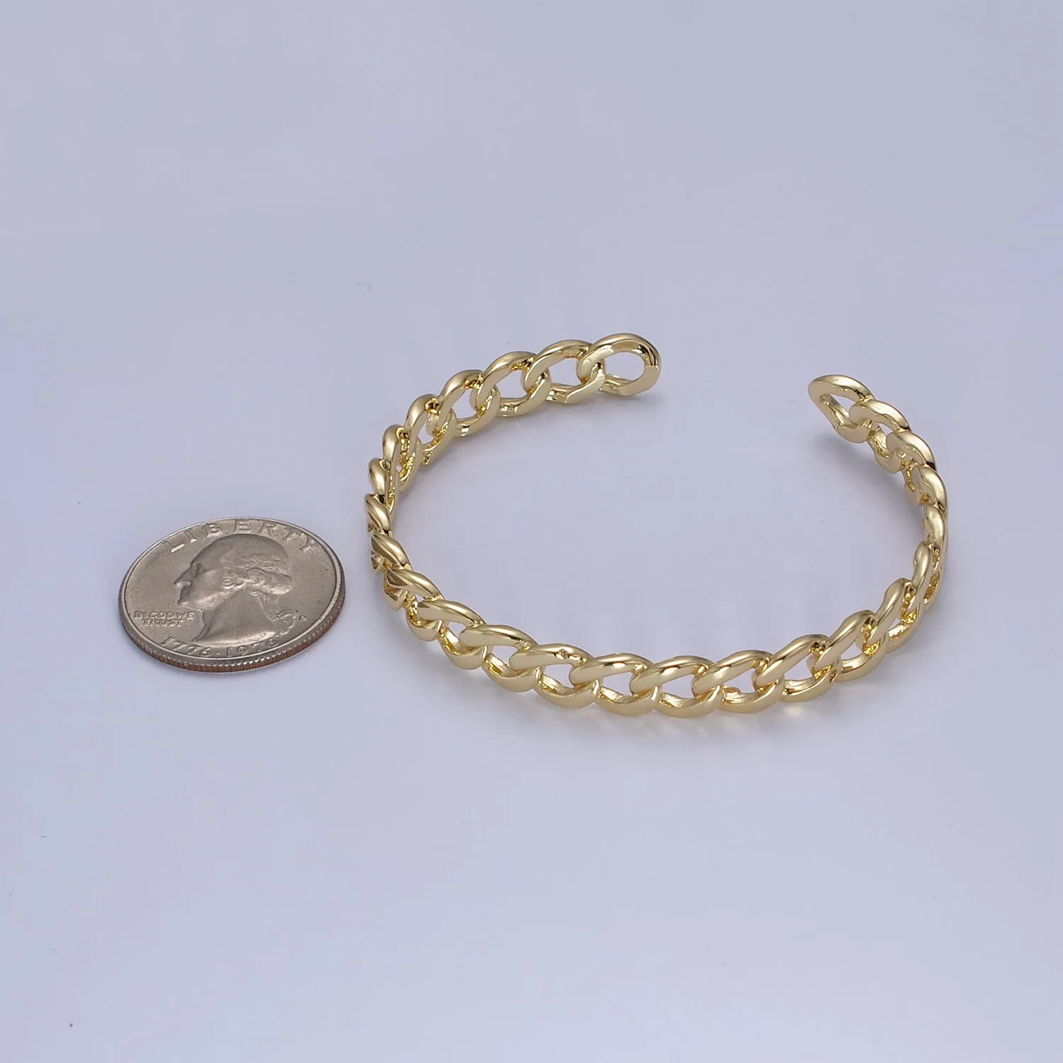 Clearance Pricing BLOWOUT Wholesale Chain Link Cuff Bangle Bracelet, curb link bracelet, gold bangle, cuff bracelet, gold cuff, wrist cuff, stackable bracelet WA-678