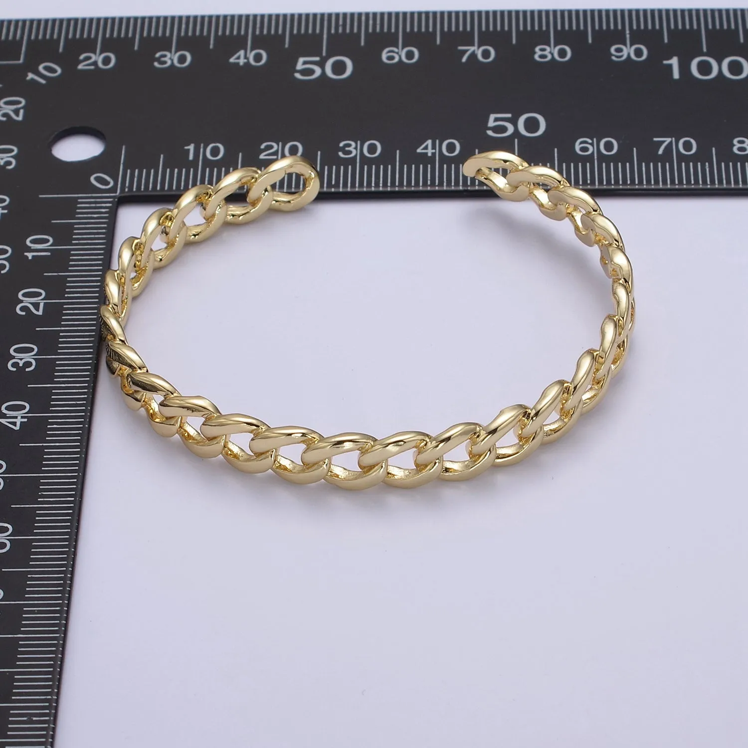 Clearance Pricing BLOWOUT Wholesale Chain Link Cuff Bangle Bracelet, curb link bracelet, gold bangle, cuff bracelet, gold cuff, wrist cuff, stackable bracelet WA-678