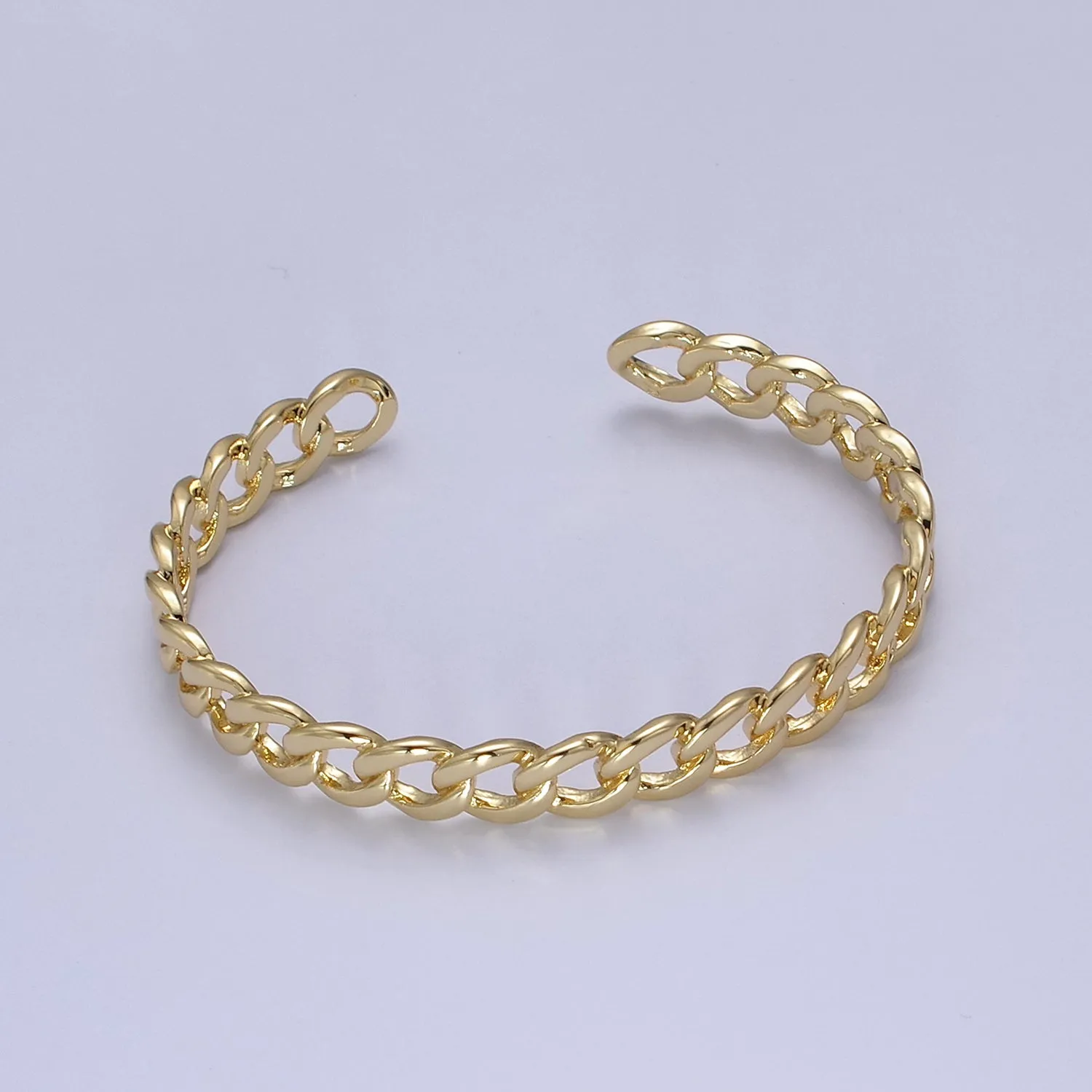 Clearance Pricing BLOWOUT Wholesale Chain Link Cuff Bangle Bracelet, curb link bracelet, gold bangle, cuff bracelet, gold cuff, wrist cuff, stackable bracelet WA-678