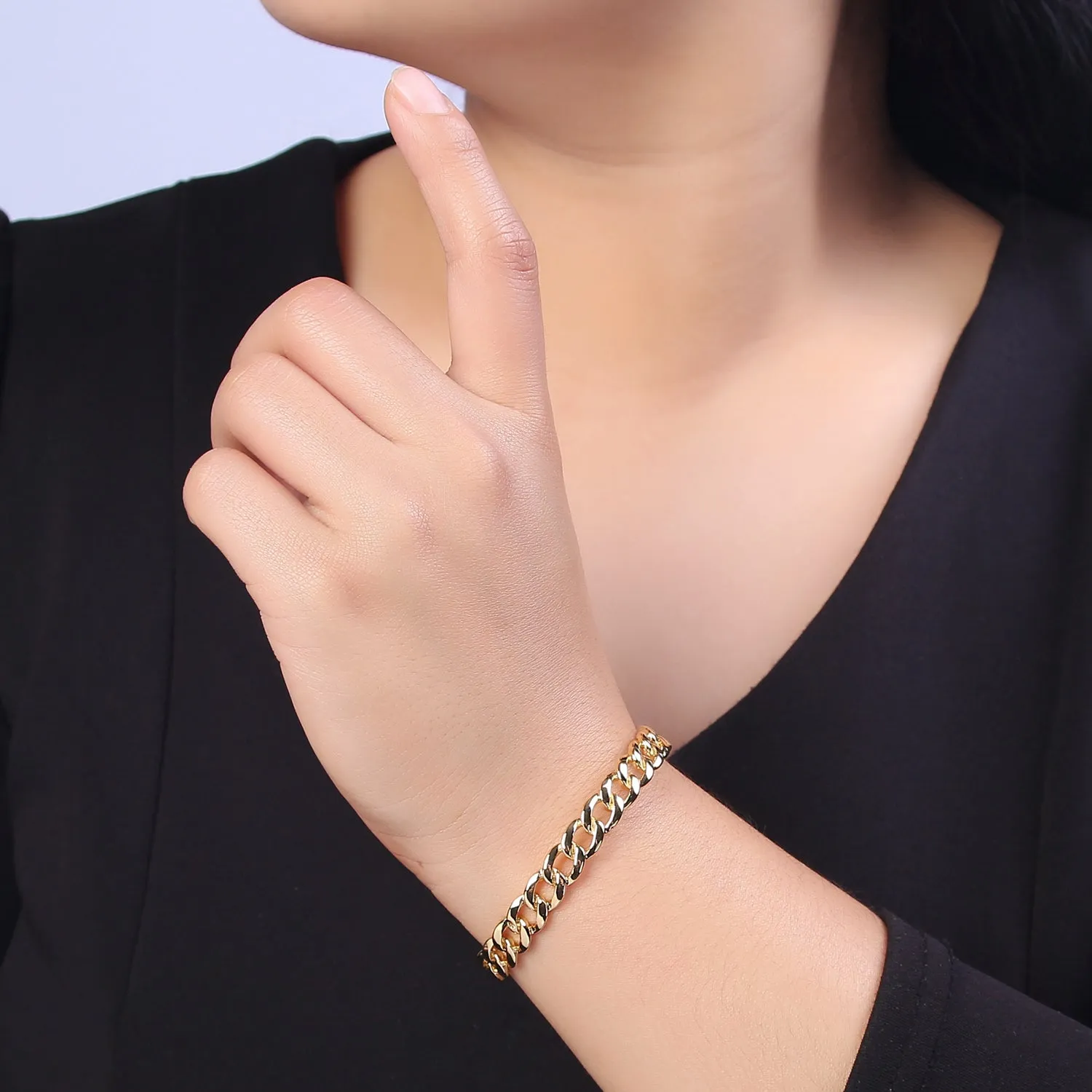 Clearance Pricing BLOWOUT Wholesale Chain Link Cuff Bangle Bracelet, curb link bracelet, gold bangle, cuff bracelet, gold cuff, wrist cuff, stackable bracelet WA-678