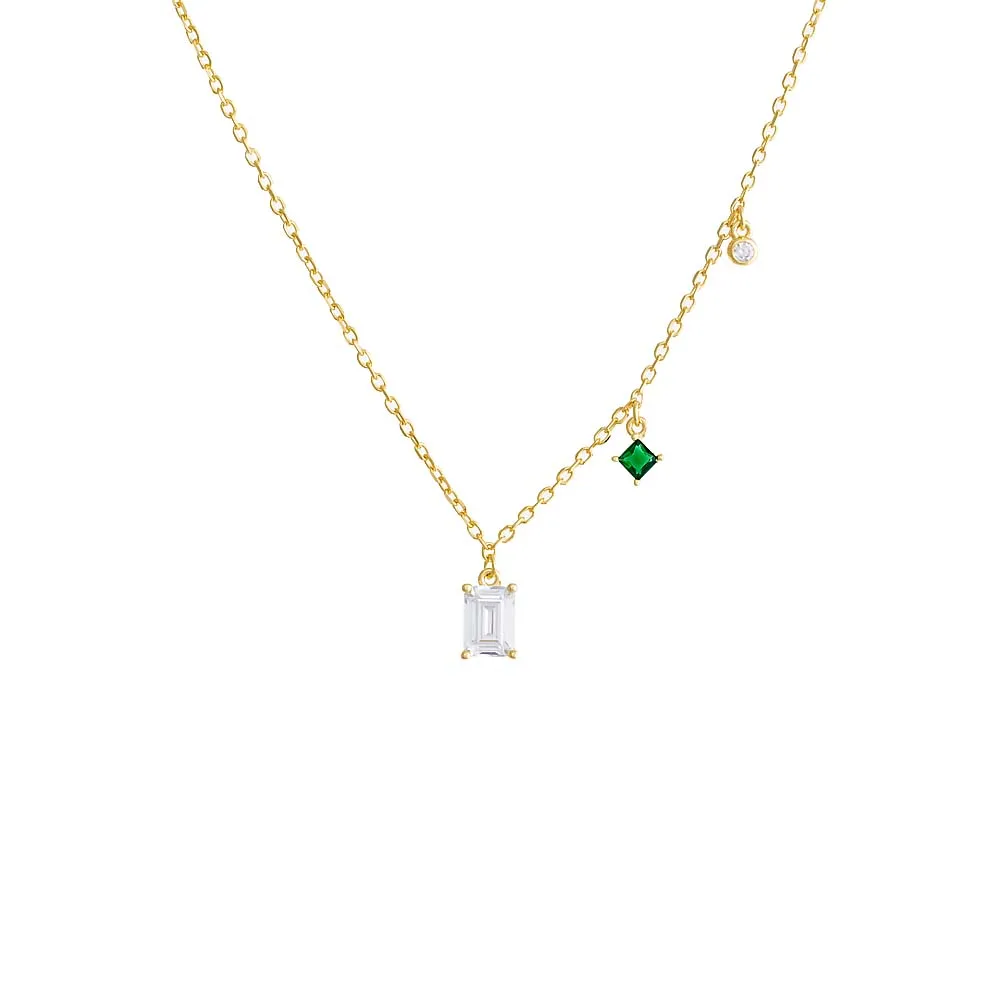 Colored Multi Stone Dangling Necklace