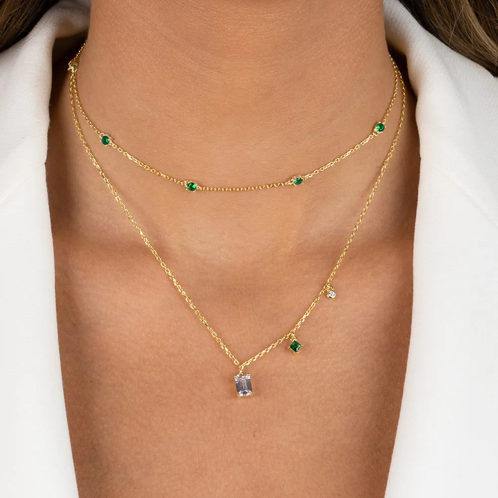 Colored Multi Stone Dangling Necklace