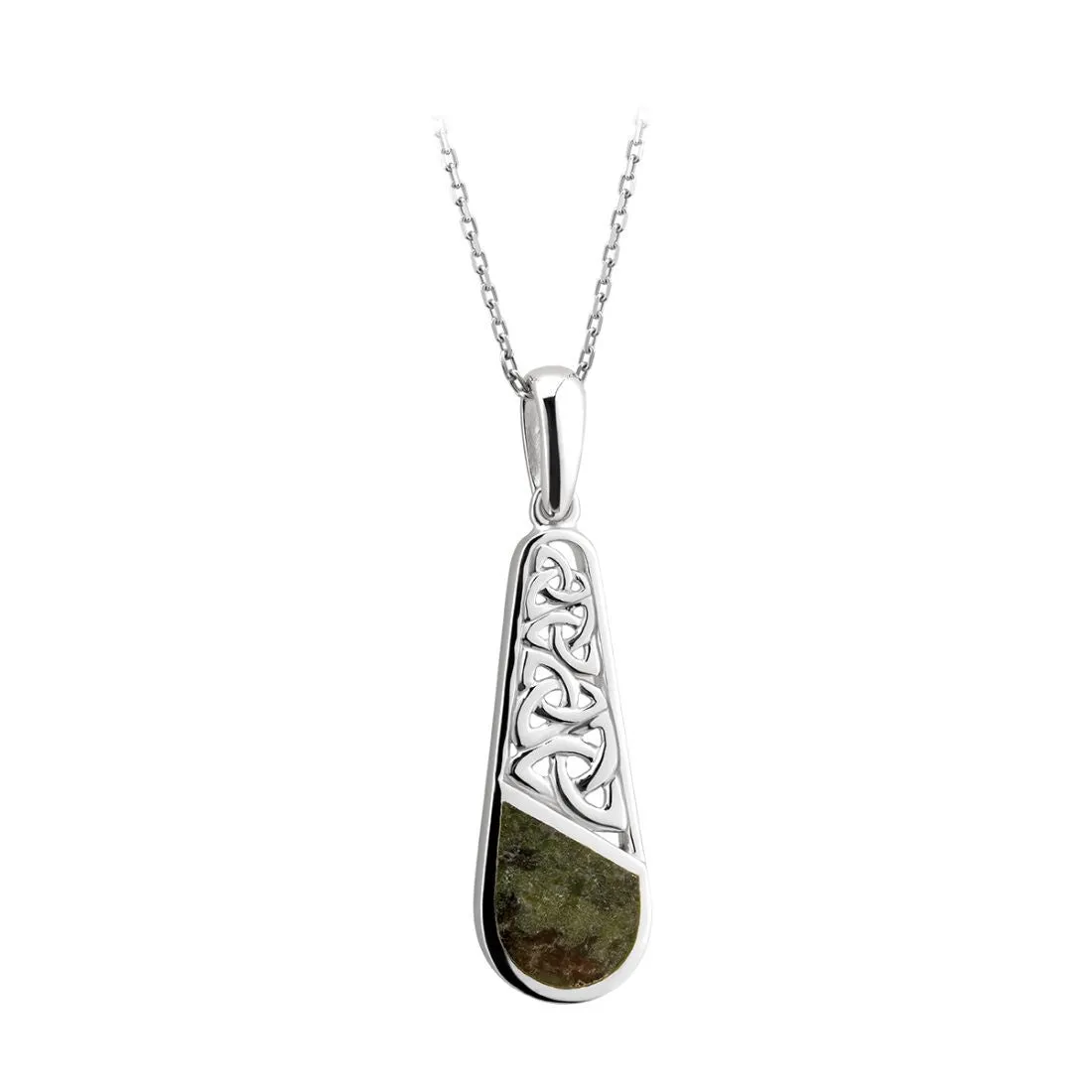 Connemara Marble Sterling Silver Trinity Knotwork Drop necklace