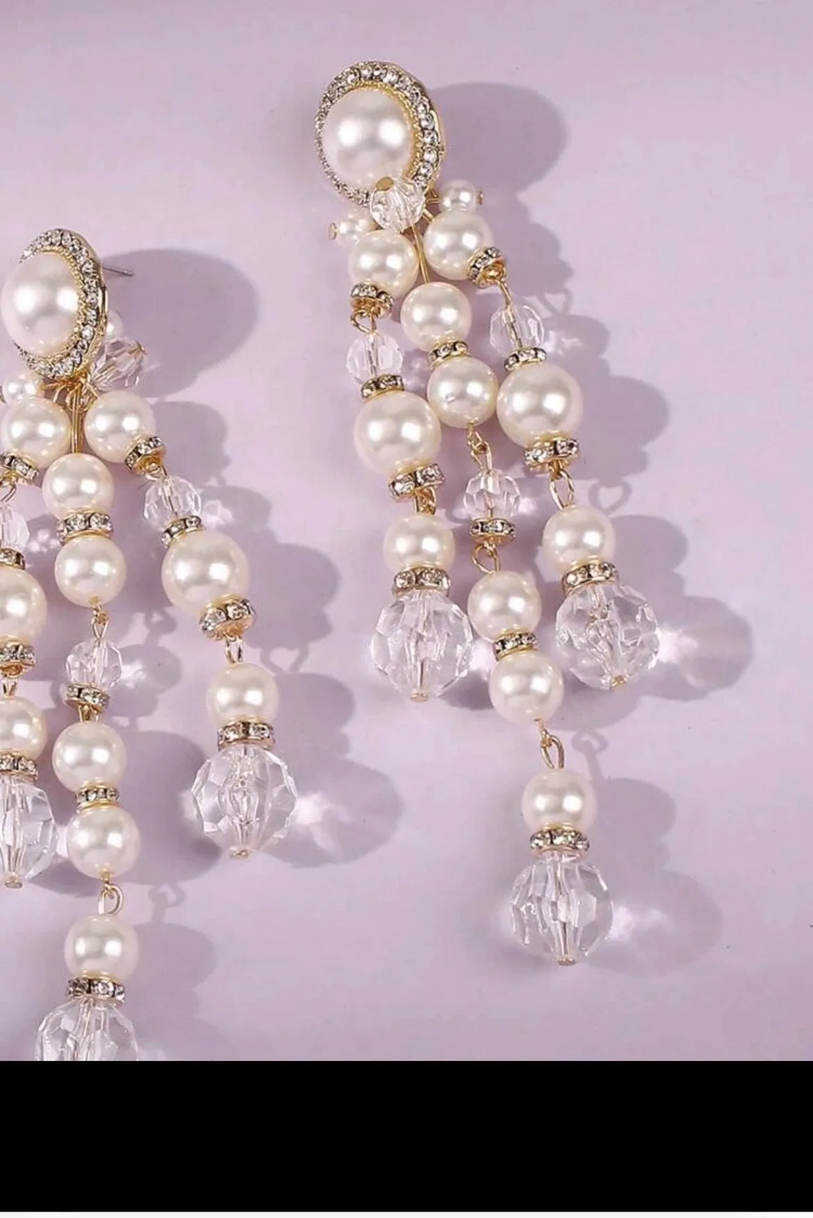 Cream pearl earrings , long faux  pearl earrings ,large  long cream earrings , cream  gold bride earrings , white big pearl earring