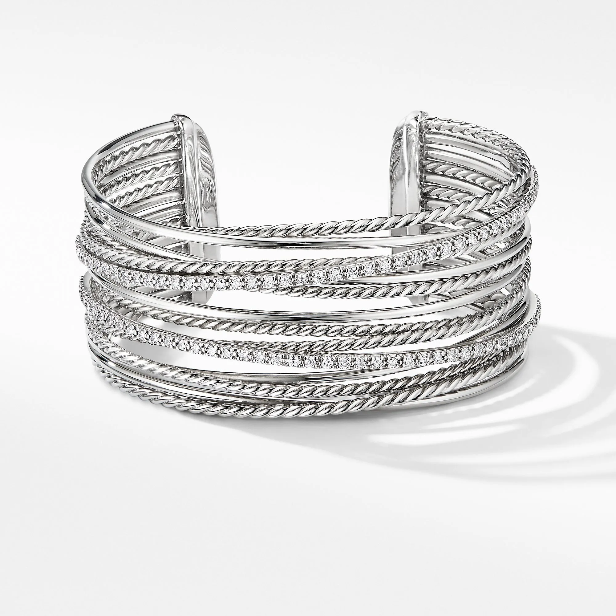 Crossover Cuff Bracelet with Diamonds, Size Medium