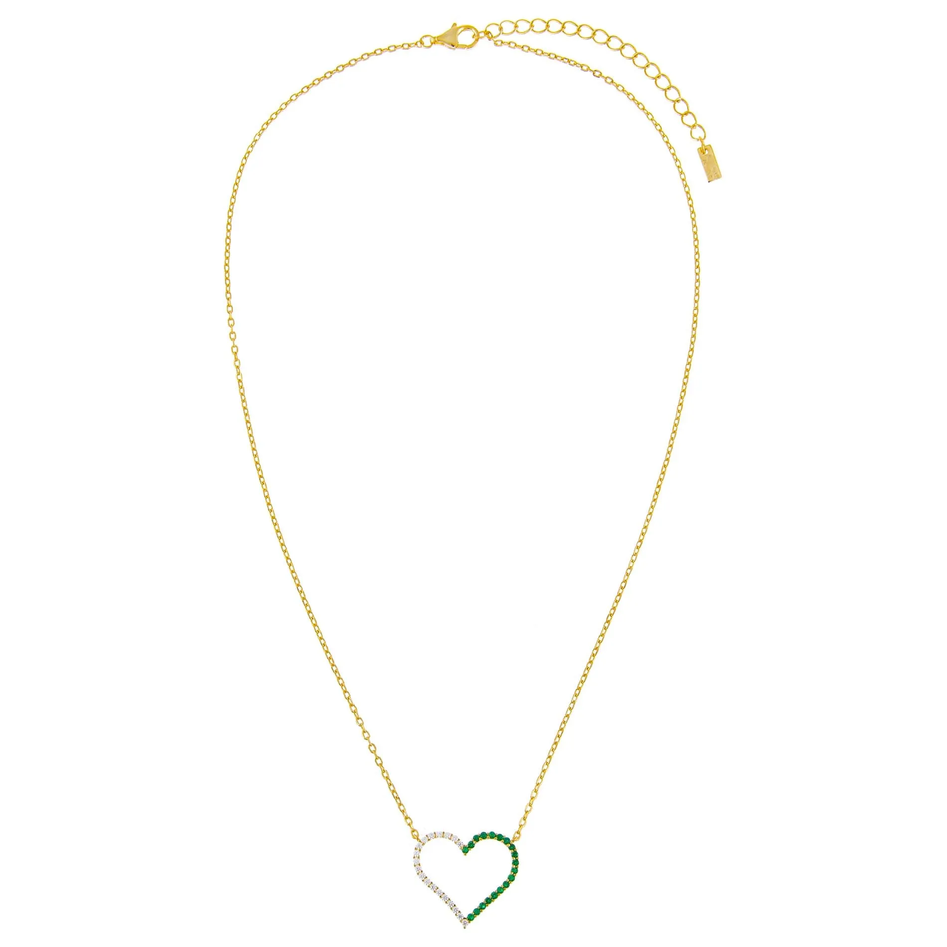 CZ Colored Two Tone Open Heart Necklace