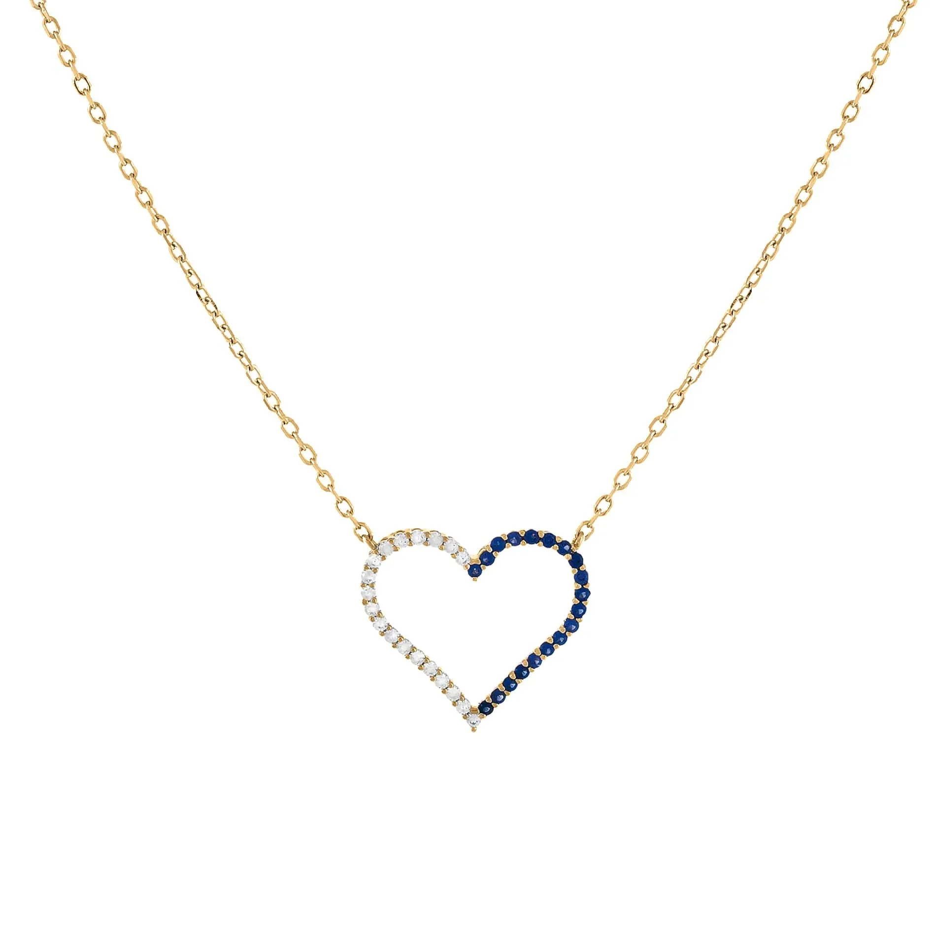 CZ Colored Two Tone Open Heart Necklace