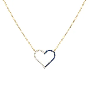 CZ Colored Two Tone Open Heart Necklace