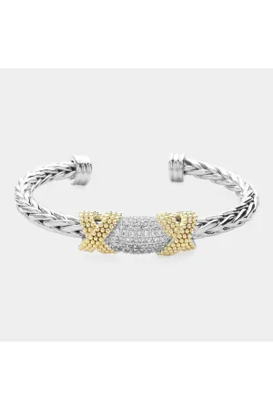 CZ X Cuff Bracelet
