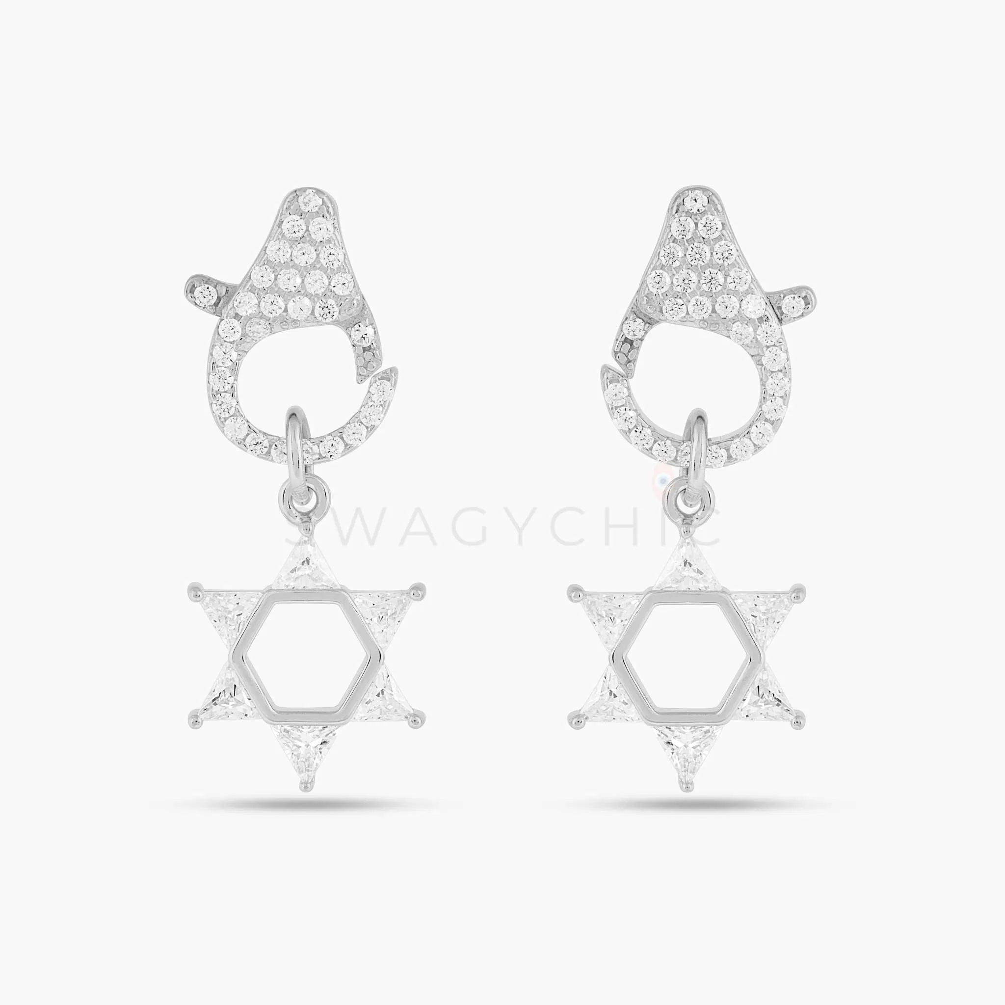 David Charm Clip Earrings