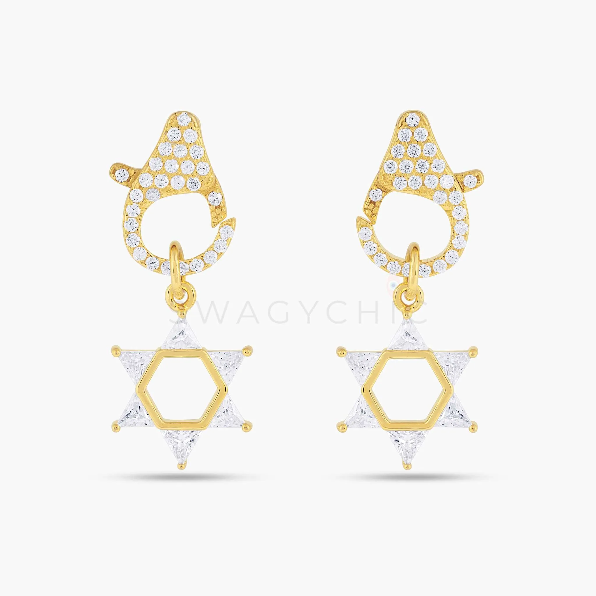 David Charm Clip Earrings