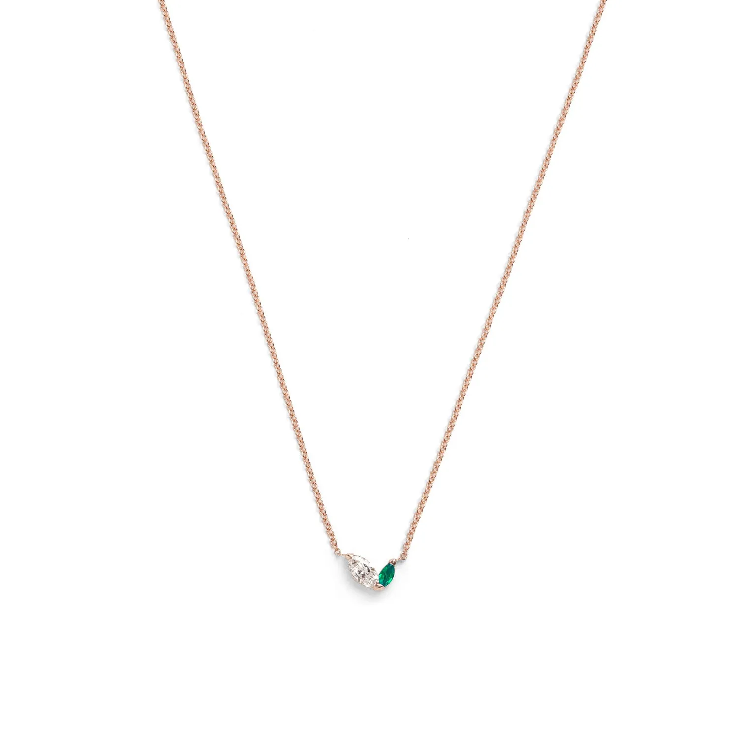 Defne Necklace | White Diamond & Emerald