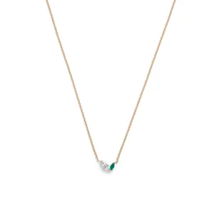Defne Necklace | White Diamond & Emerald