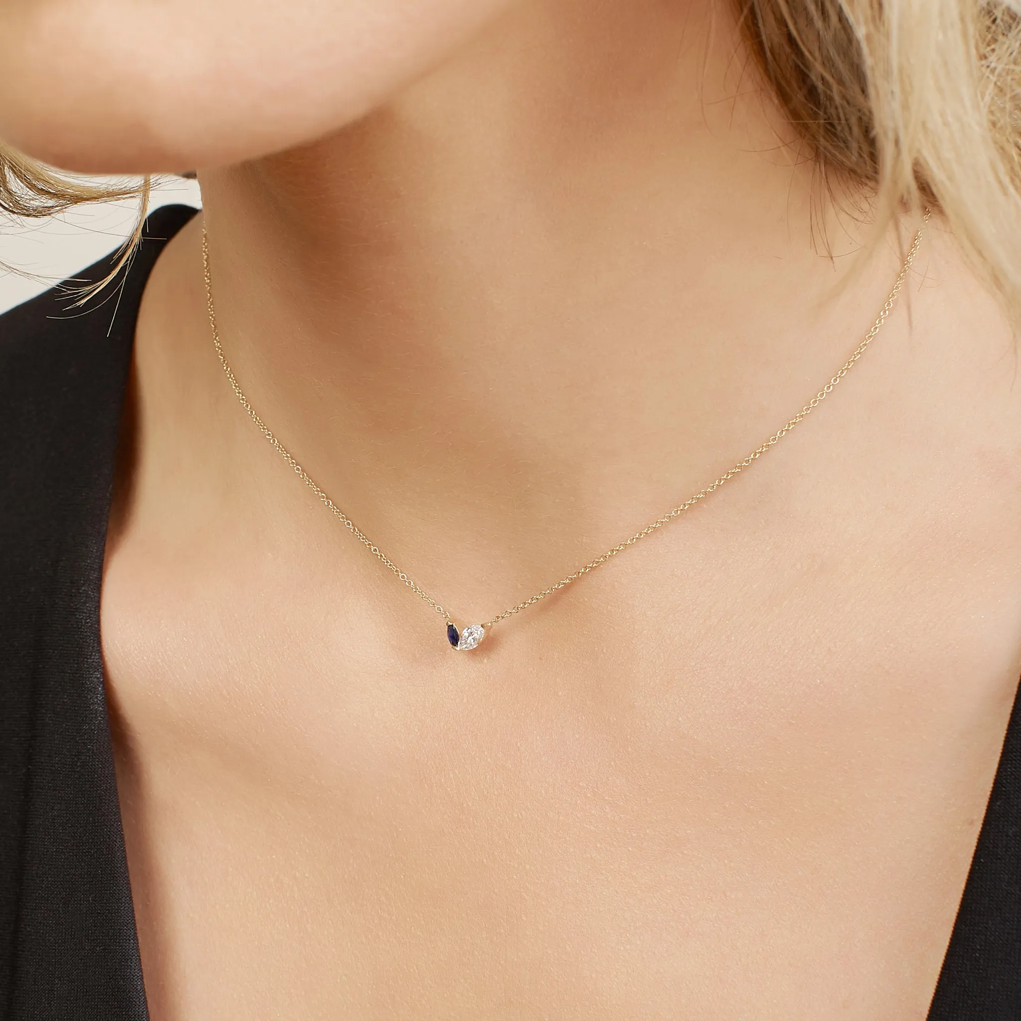 Defne Necklace | White Diamond & Emerald