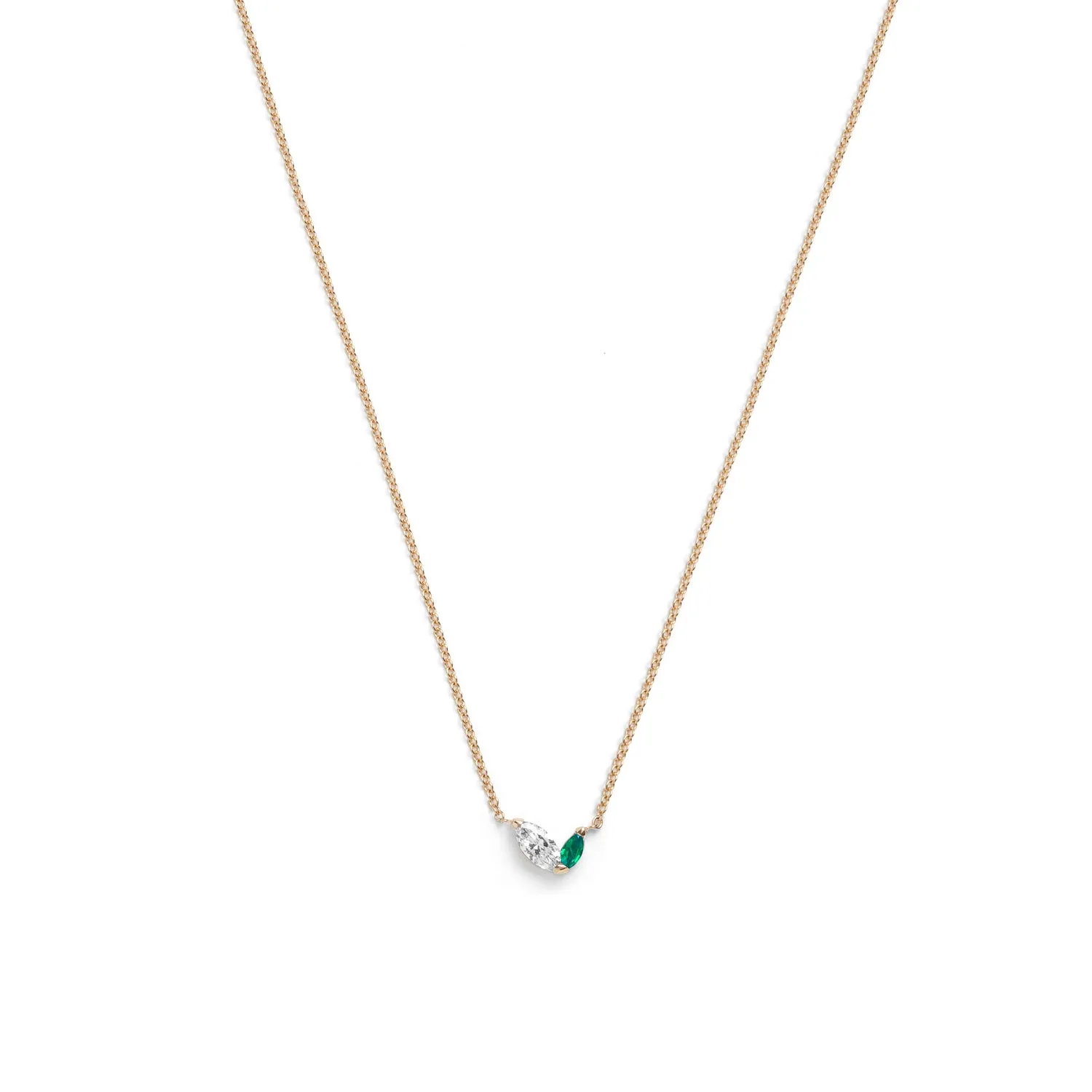 Defne Necklace | White Diamond & Emerald
