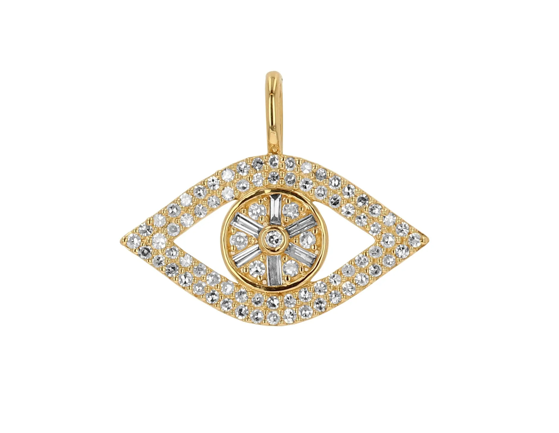 Diamond and Gold Evil Eye Charm
