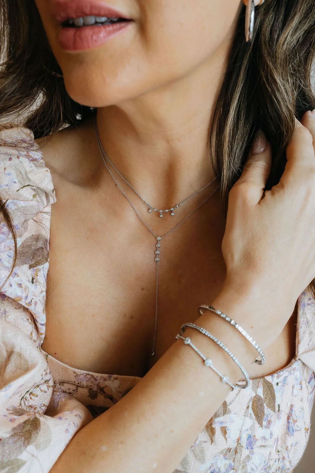 Diamond Bezel Lariat Necklace