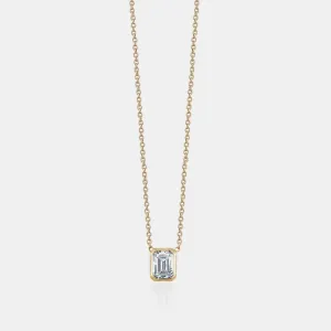 Diamond Bezel Set Emerald Necklace