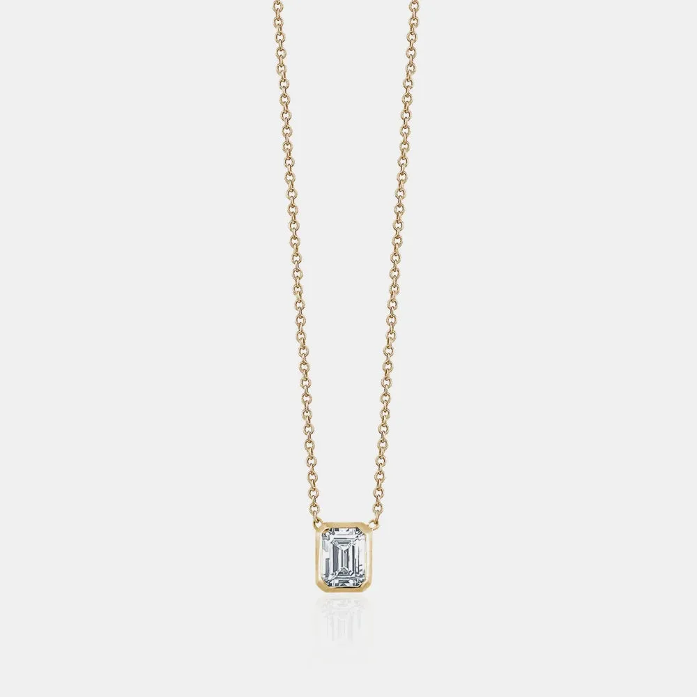 Diamond Bezel Set Emerald Necklace