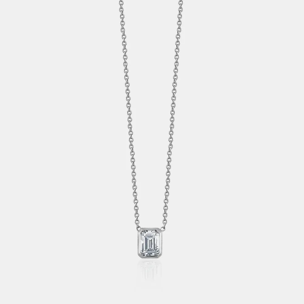 Diamond Bezel Set Emerald Necklace